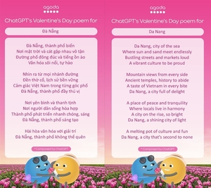 ChatGPT makes poems about top Agoda destinations on Valentine’s Day